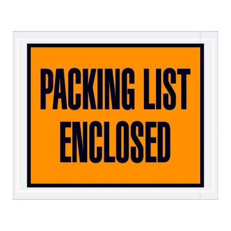 The Packaging Wholesalers Full Face Envelopes, "Packing List Enclosed" Print, 5-1/2"L x 4-1/2"W, Orange, 1000/Pack ENVPQ10